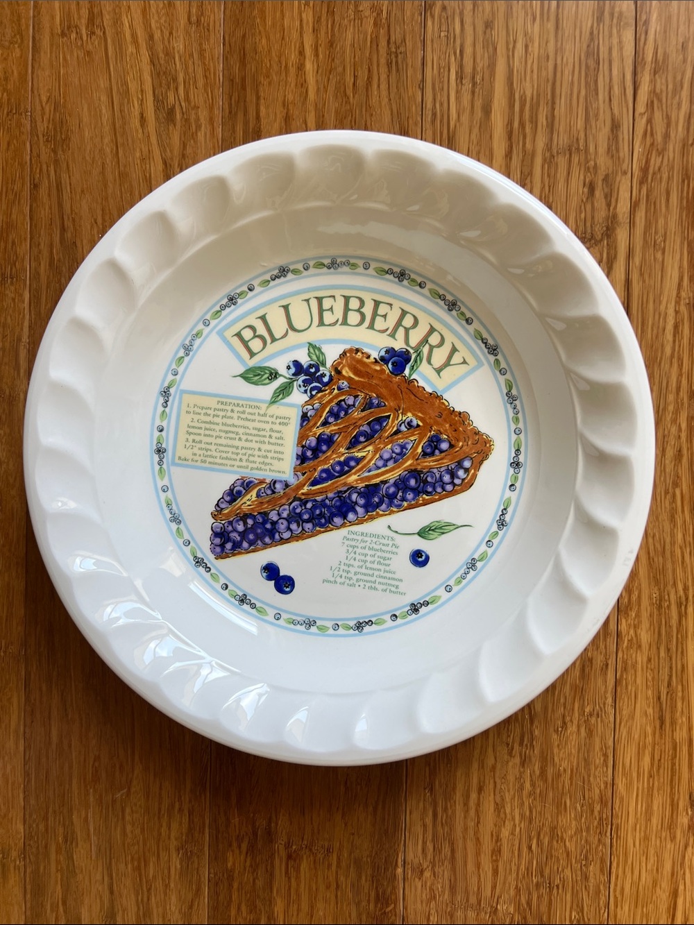 Vintage Himark Korea Blueberry Ceramic Pie Recipe Plate The Golden Pie Collectio